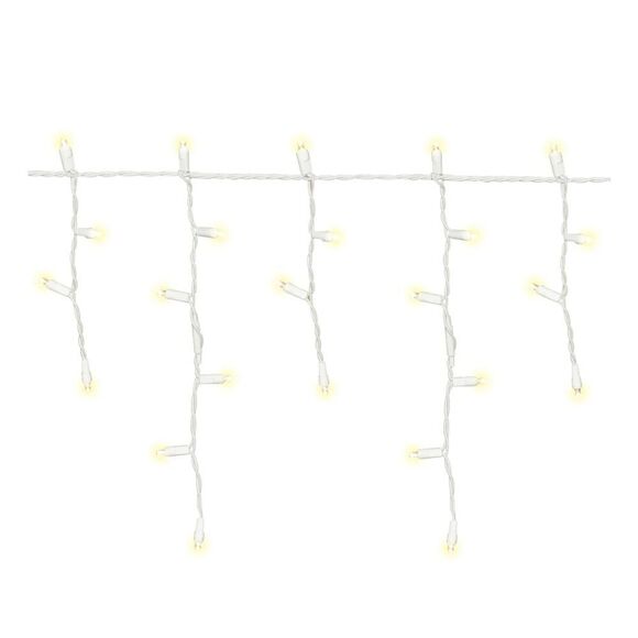 Holiday Time Christmas Lights 300 x2 Warm White Icicle Lights LED White Wire 19' - Picture 2 of 5